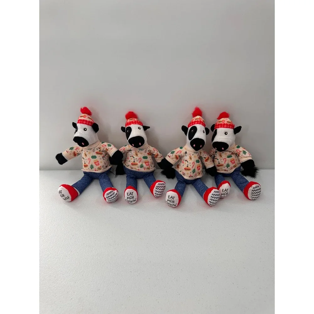 Chick-fil-A Plush Cow Holiday Christmas Sweater Set 4 12in Stuffed Animal Toy